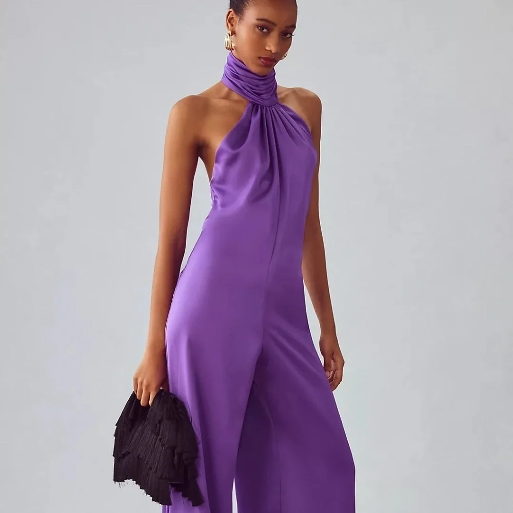 NWT Anthropologie Katie May Robbie Purple Open Back Jumpsuit Small - Picture 3 of 6